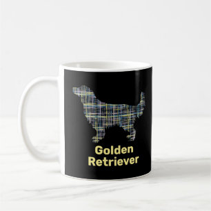 Golden Retriever Silhouette Yellow&Black Grid Coffee Mug