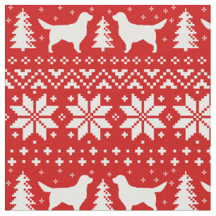 Golden Retriever Silhouettes Christmas Pattern Fabric