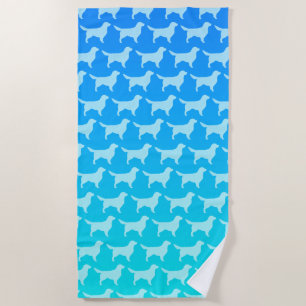 Golden Retriever Silhouettes Pattern Beach Towel