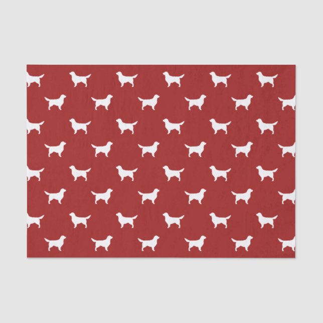 Golden Retriever Silhouettes Pattern on Red Tissue Paper (Front)