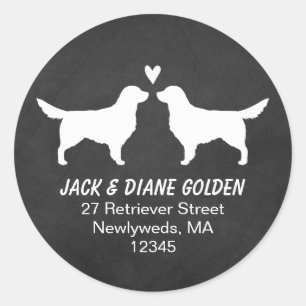 Golden Retriever Silhouettes Return Address Classic Round Sticker