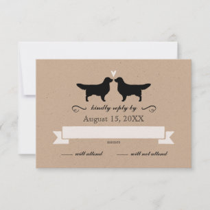 Golden Retriever Silhouettes Wedding RSVP Reply Card