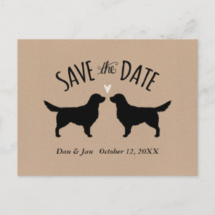 Golden Retriever Silhouettes Wedding Save the Date Announcement Postcard
