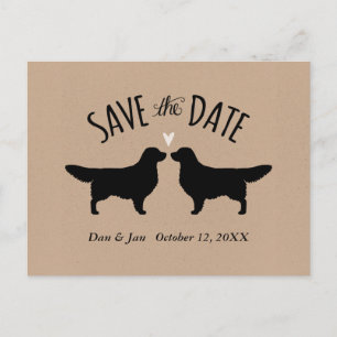 Golden Retriever Silhouettes Wedding Save the Date Announcement Postcard