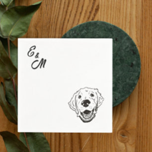 Golden Retriever simple line drawing Cocktail Napkin