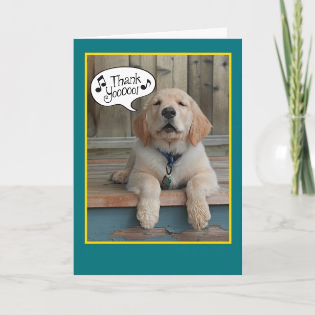 Golden Retriever Singing Praises Thank You Card (Front)