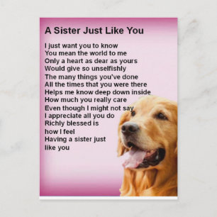 Golden Retriever - Sister Poem Postcard