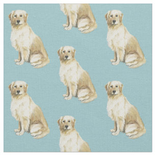 Golden Retriever Sitting Dog Art Fabric