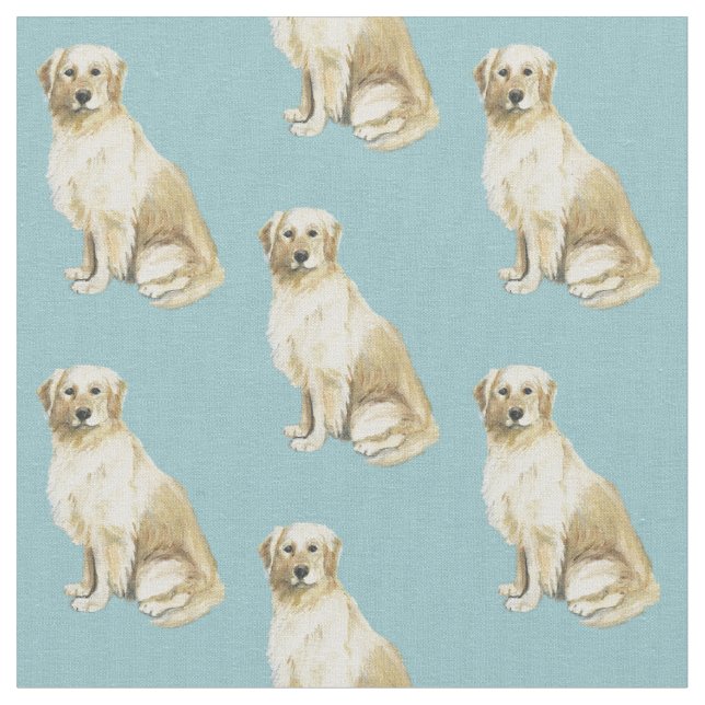 Golden Retriever Sitting Dog Art Fabric (Close Up)