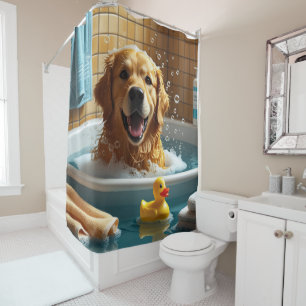 Golden Retriever Sloppy Sleepy Cute Funny Shower Curtain