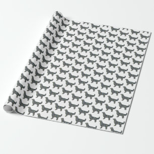 Golden Retriever Small Silhouette Grid White Wrapping Paper