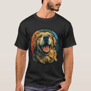 Golden Retriever Smile Happy Cartoon For Dog Lover T-Shirt