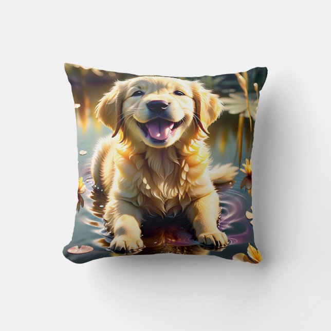 Golden Retriever Smiling Cushion (Front)