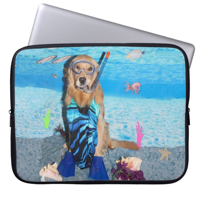 Golden Retriever Snorkeler Laptop Sleeve (Front)