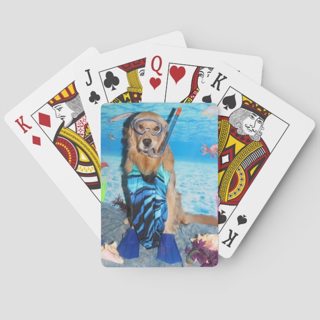 Golden Retriever Snorkeler Playing Cards (Back)