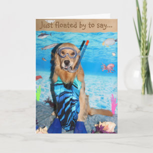 Golden Retriever Snorkelling Brithday Card