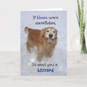 Golden Retriever Snowflake Kisses Valentine's Day Holiday Card