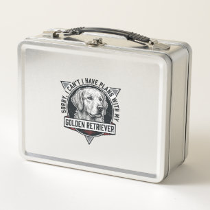 Golden Retriever Sorry I Have Plans Dog Lover Desi Metal Lunch Box