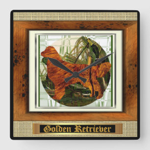Golden Retriever Sporting Dog Art Square Wall Clock