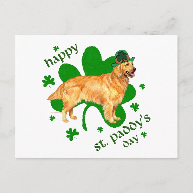 Golden Retriever St Paddy's Day Postcard (Front)