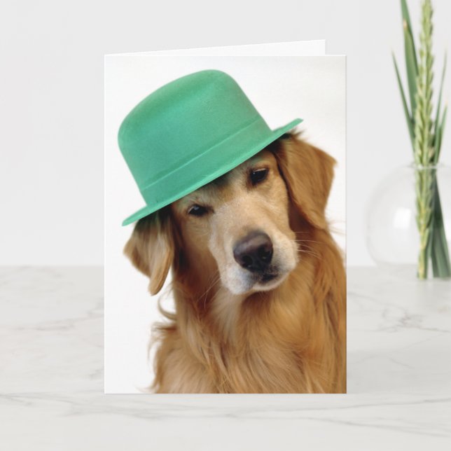 Golden Retriever St. Patrick's Day Card (Front)