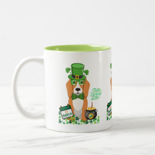 Golden Retriever St Patricks Day Two-Tone Coffee Mug