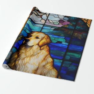 Golden Retriever Stained Glass Pattern Dog Wrapping Paper