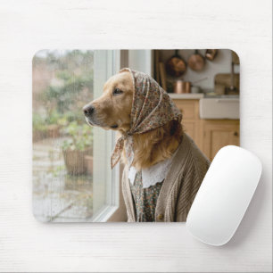 Golden Retriever Staring out of Rainy Window Mouse Mat