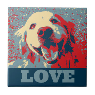 Golden Retriever Stylised Love Tile