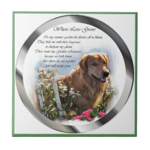 Golden Retriever Summer Garden Tile
