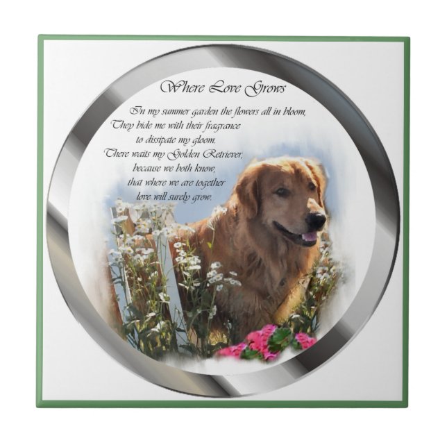 Golden Retriever Summer Garden Tile (Front)