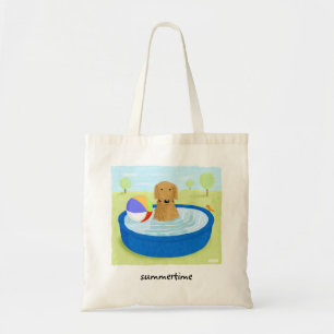 Golden Retriever Summertime   Cute Dog Art Tote Bag