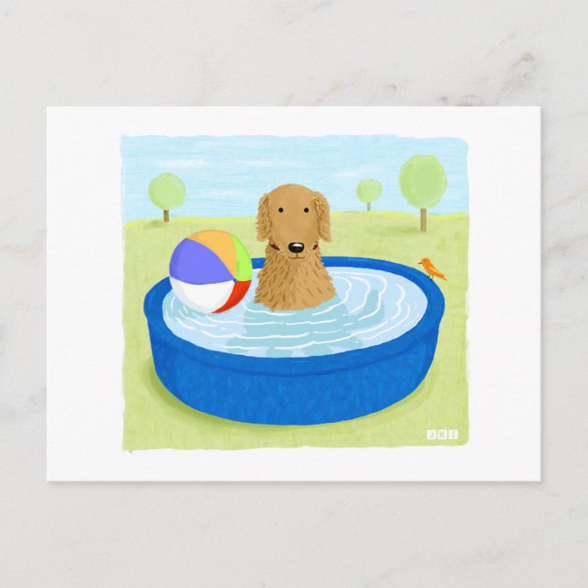 Golden Retriever "Summertime" Postcard (Front)