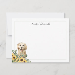 Golden Retriever Sunflower Eucalyptus Personalised Card