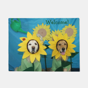 Golden Retriever Sunflower Welcome Doormat