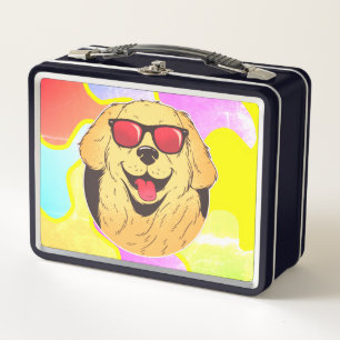 Golden Retriever Sunglasses Summertime Stylish Dog Metal Lunch Box