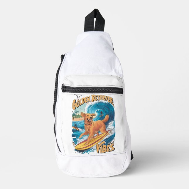 Golden Retriever Surfing Paradise Sling Bag (Front)