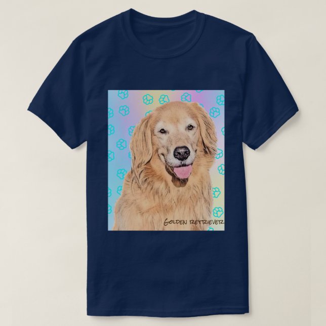 Golden retriever T-shirt with Paw print Tシャツ (Design Front)