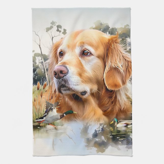 Golden Retriever Tea Towel (Vertical)