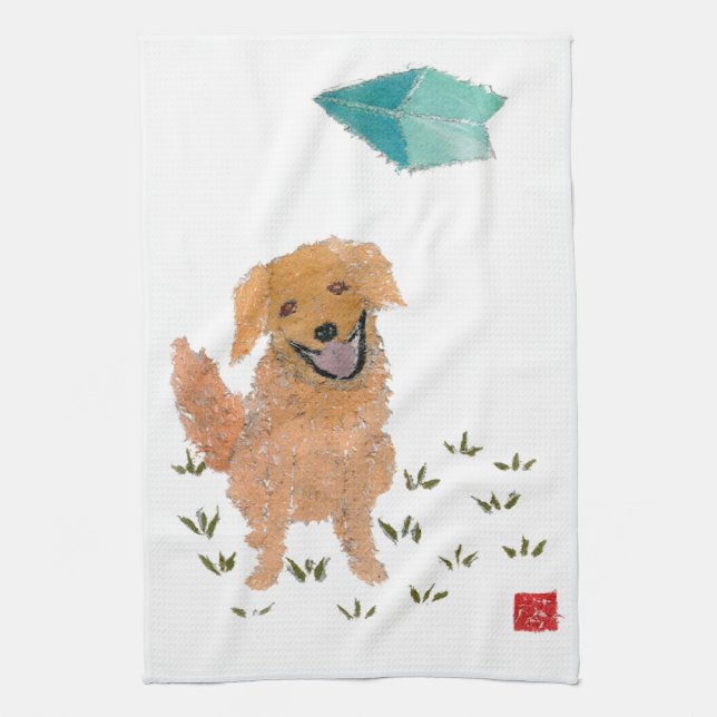 Golden Retriever Tea Towel (Vertical)