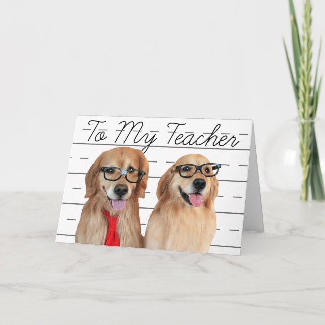 Golden Retriever Teacher Appreciation Thank You Card (Front)