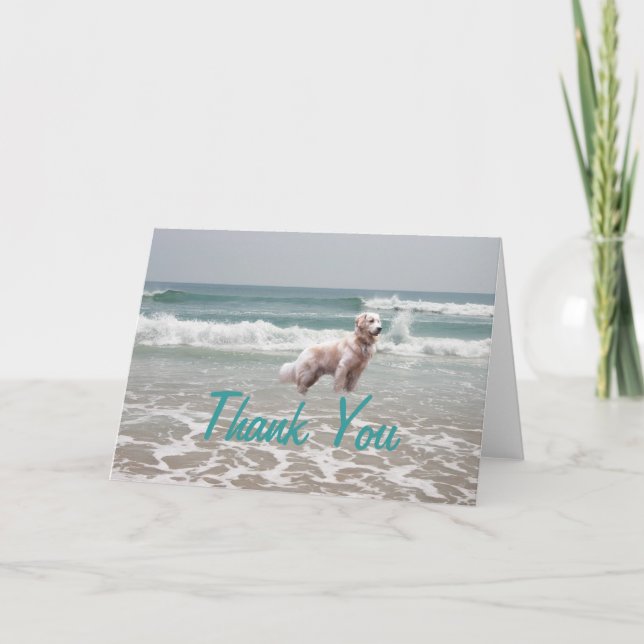 Golden Retriever Thank You Card Ocean (Front)