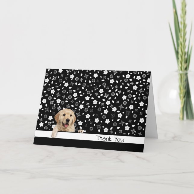 Golden Retriever Thank You on Floral Print (Front)