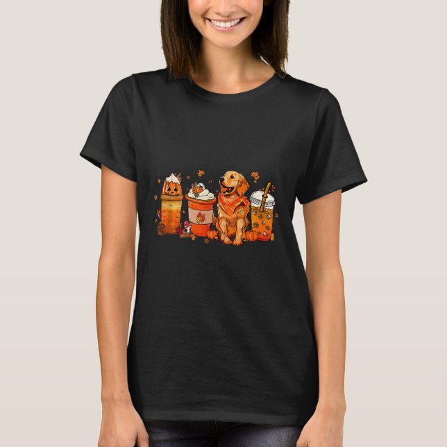 Golden Retriever Thanksgiving Fall Coffee Pumpkin  T-Shirt (Front)