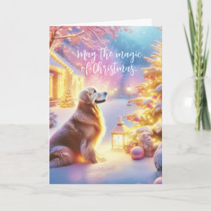 Golden Retriever- The Magic of Christmas Pastels Holiday Card