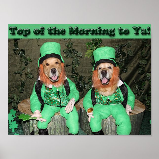 Golden Retriever Top of the Morning Leprechauns Poster (Front)