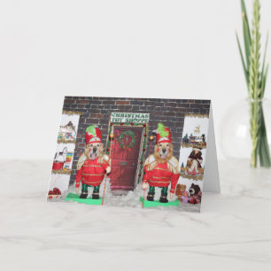 Golden Retriever Toy Soldier Toy Store Christmas Card