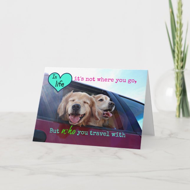 Golden Retriever Travel Friendship Holiday Card (Front)