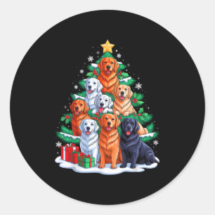 Golden Retriever Tree Christmas Xmas Squad Men Wom Classic Round Sticker