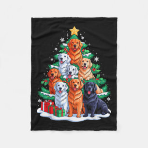 Golden Retriever Tree Christmas Xmas Squad Men Wom Fleece Blanket
